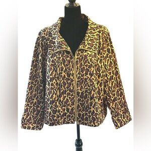 Patrick Christopher Leopard Print Bomber Jacket